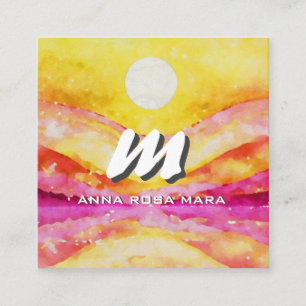 *~* QR GOLD PINK Abstrakt Landschaft Natur AP93 Quadratische Visitenkarte