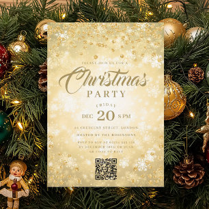QR Gold Winter Diamanten Glitter Weihnachtsfeier Einladung