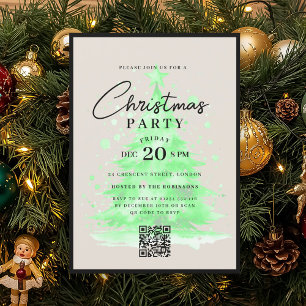 QR Grüner Weihnachtsbaum Weihnachtsfeier Einladung