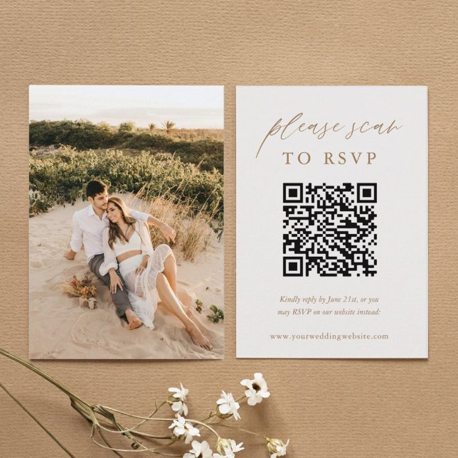 QR Hochzeit Bitte in Gold Foto UAWG scannen Begleitkarte (Von Creator hochgeladen)