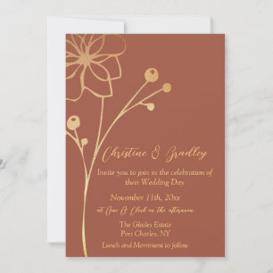 QR-Hochzeit für Kupfer und Gold Foto Einladung