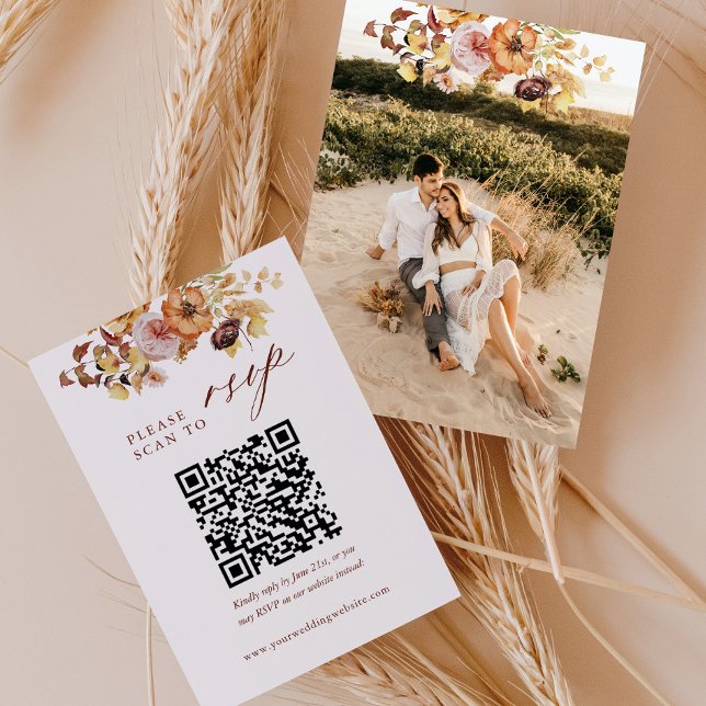QR Hochzeit Rustikales Fall Foto UAWG Begleitkarte (Von Creator hochgeladen)