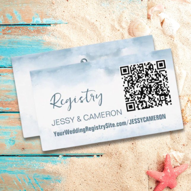 QR-Hochzeitregister für moderne Beach Nautical Begleitkarte (Modern Beach Nautical QR Code Wedding Registry Enclosure Card)