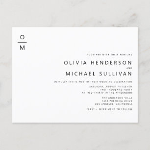 QR-Hochzeitscode für Minimalistisches Schwarzes Mo Einladungspostkarte