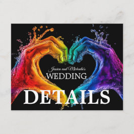 🌈❤️QR + HochzeitsDETAILS Herz der Pride-Hochzeit Begleitkarte