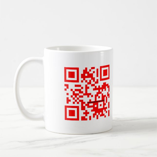 "QR ich SICHERE" rote Tasse (Links)