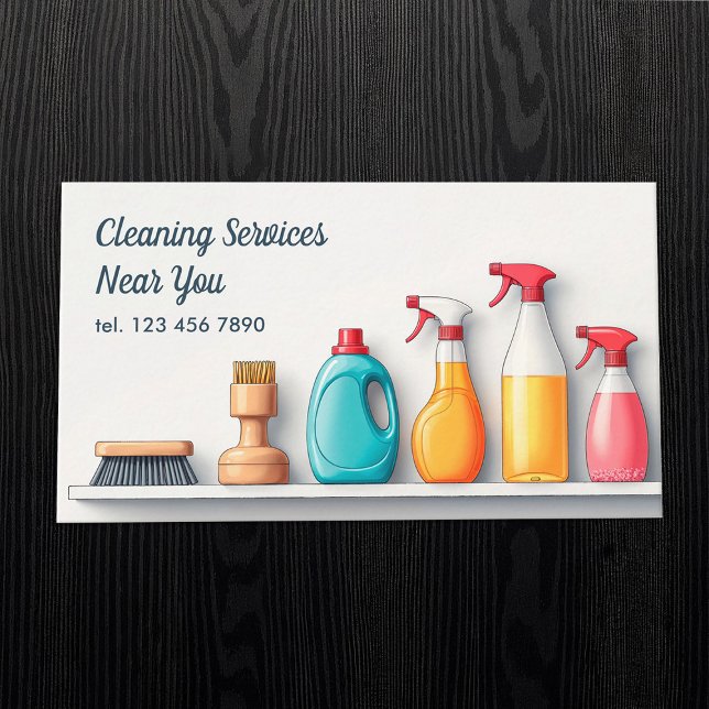 QR Janitorial Services Reinigung Visitenkarte (QR Cleaning Janitorial Services Business Cards)