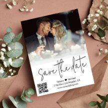 QR-Kalligrafie-Paar Foto Save the Date