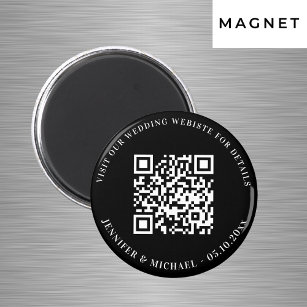 QR-Kennziffern der Hochzeitwebsite uAwg Schwarz-we Magnet