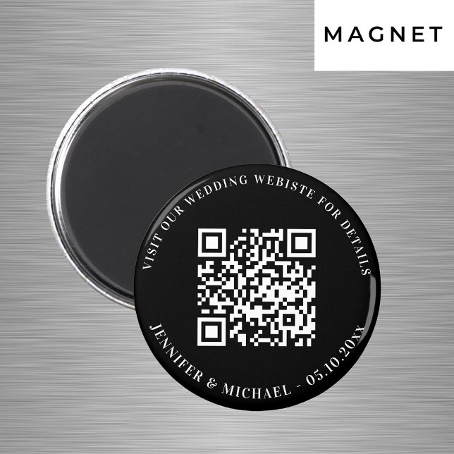 QR-Kennziffern der Hochzeitwebsite uAwg Schwarz-we Magnet (Von Creator hochgeladen)