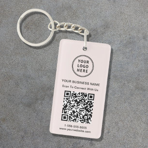 QR-Kode für Werbemotive Rosa Schlüsselanhänger