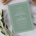 QR-Kodex Einladung<br><div class="desc">Weiße Grenzen einfache elegante Weise grün Hochzeit Thema,  der Text,  QR-Code und Farben können bearbeitet werden.</div>