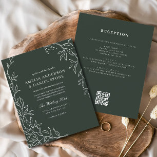 QR-Kodex Grünes Leaf Einladung zur Hochzeit