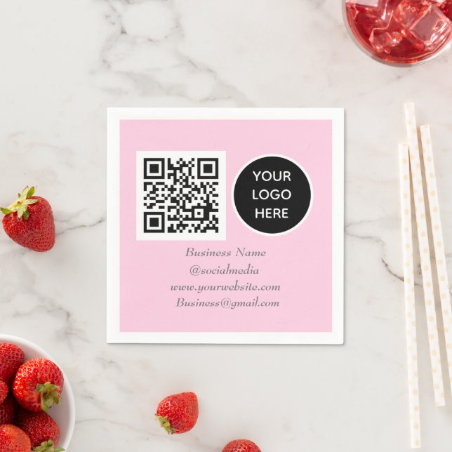 QR-Kodex Rosa Modern Business-Logo Serviette (Beispiel)