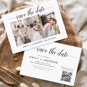 QR-Kodex - Save the Date Modernes 3-Foto
