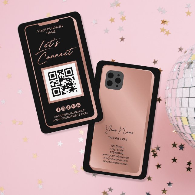 QR-Kodex Weibliche Moderne Rose Gold Visitenkarte (Von Creator hochgeladen)