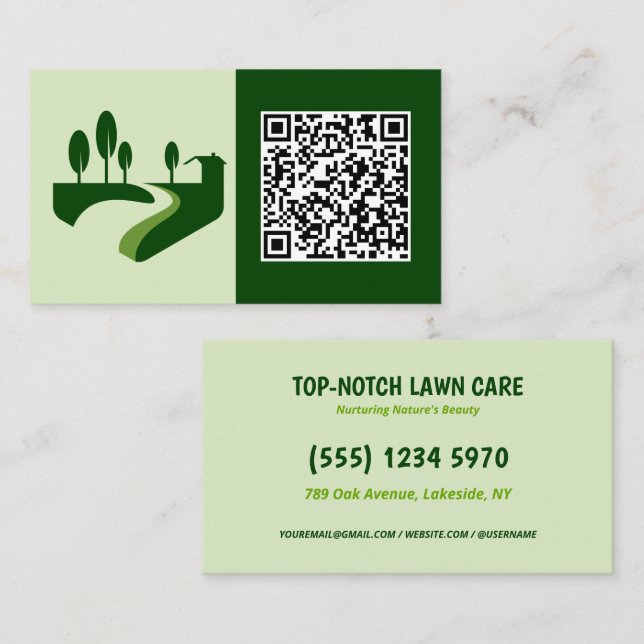 🍃 QR Landscaping Rasenmäher Visitenkarte (Vorne/Hinten)