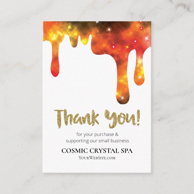 *~* QR-LOGO COSMIC-TROPFEN DANKE - Bewertung AP8 Begleitkarte (Vorderseite)