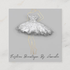 QR-Logo für Modekleidung Silver Gray Gold Body Quadratische Visitenkarte