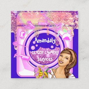 QR-Logo für Reinigungsdienste für Wäsche  Quadratische Visitenkarte