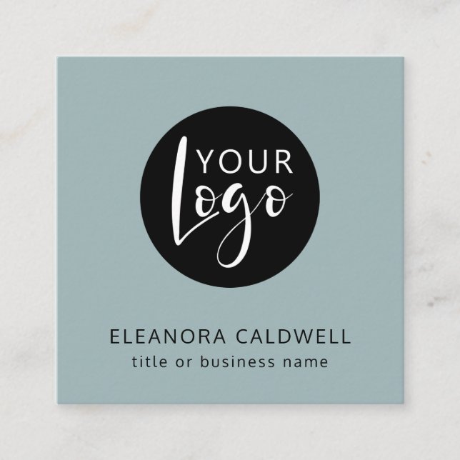 QR-Logo für Social Media Blue Green Quadratische Visitenkarte (Vorderseite)