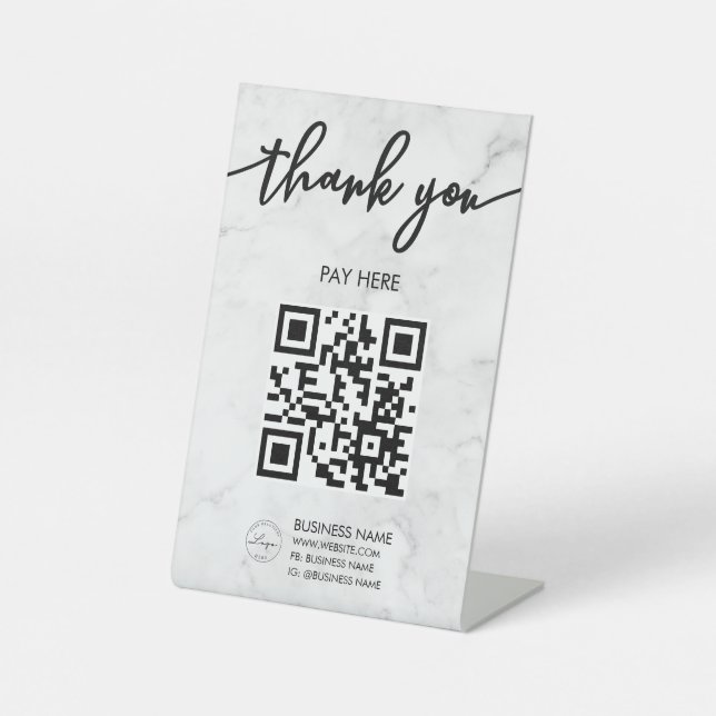 QR-Logo-Pedestzeichen für Marble Scan Me QR-Code Sockelschild (Vorderseite)