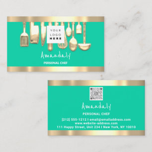 QR Logo Persönlicher Koch Kochen Restaurant Food M Visitenkarte