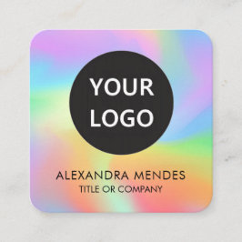 QR-Logo-Rainbow-Hologramm Quadratische Visitenkarte