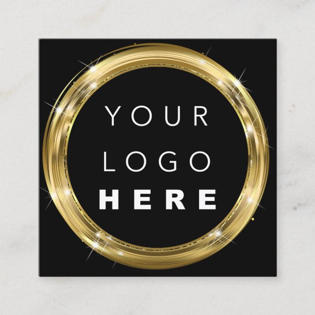 QR-Logo Schwarz-weiß Gold Beautique Shop Glam Quadratische Visitenkarte (Vorderseite)