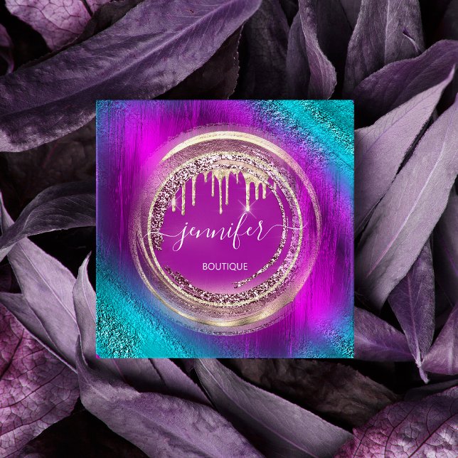 QR-Logo-Shop Glitzer Rosa Tropfen Modernste Quadratische Visitenkarte (Von Creator hochgeladen)