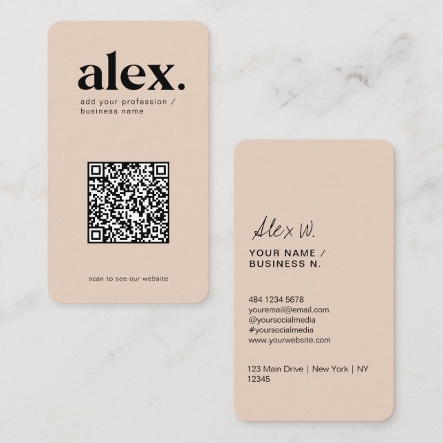 QR-Logo-Visitenkarte für moderne Rosa-Logos Visitenkarte (Vorne/Hinten)