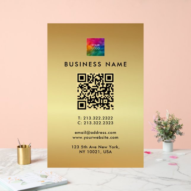 QR-Logo-Werbefilm Gold Template Glam Acrylschild (Hochzeit)