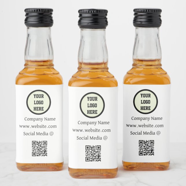 QR-Logofirma Black Business Alkoholflaschenetikett (Flaschen)