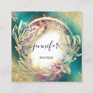 QR-Logokombination Aquamarin grün Quadratische Visitenkarte