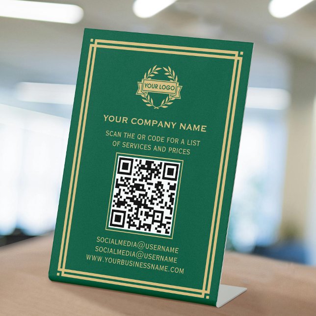QR-Logos für Kunden-Services Green Gold Sockelschild (Von Creator hochgeladen)