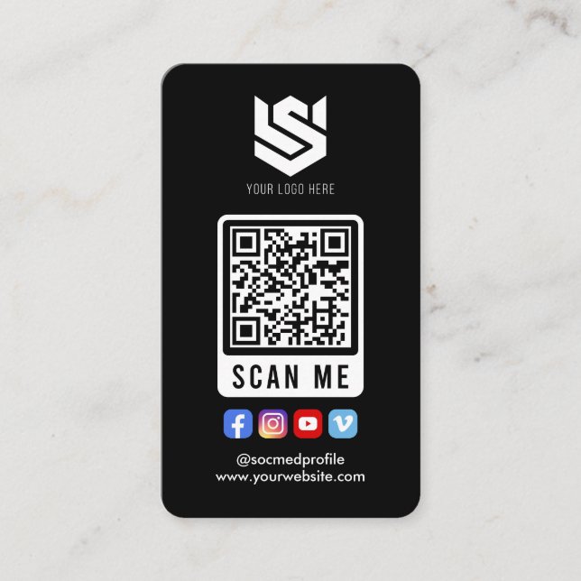 QR-Logos für Social Media Scan Me Visitenkarte (Vorderseite)
