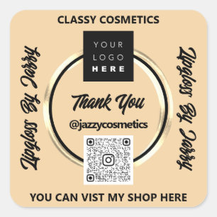 QR-Logos für Unternehmen - Goldener Rahmen Quadratischer Aufkleber