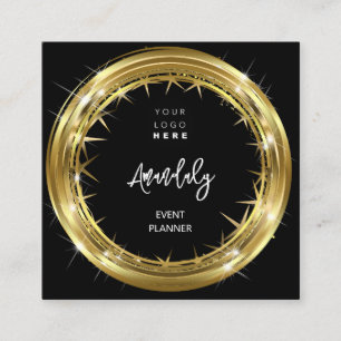 QR-Logos für Veranstaltungen - Schwarz-weißer Gold Quadratische Visitenkarte