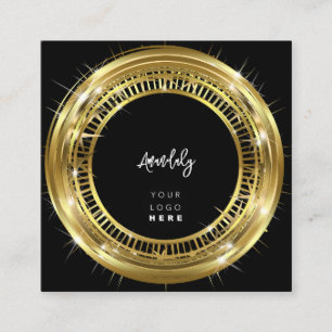 QR-Logos Schwarz-weißer Goldener Rahmen Quadratische Visitenkarte