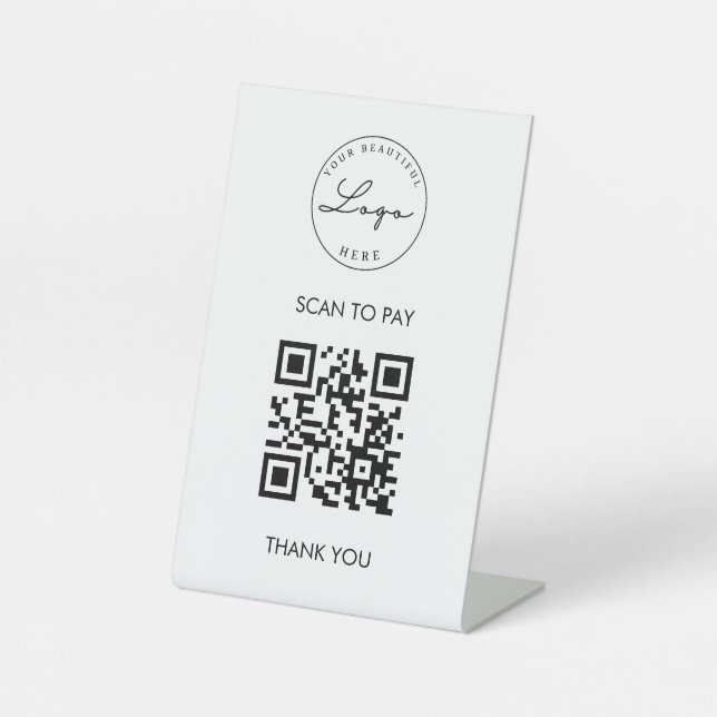 QR-Logoschild für White Scan Me QR Sockelschild (Vorderseite)