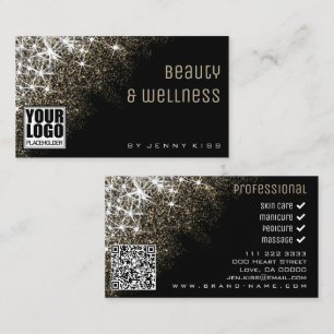 QR-Logovorlage Leuchtende Gold-Glitzer-Stars Visitenkarte