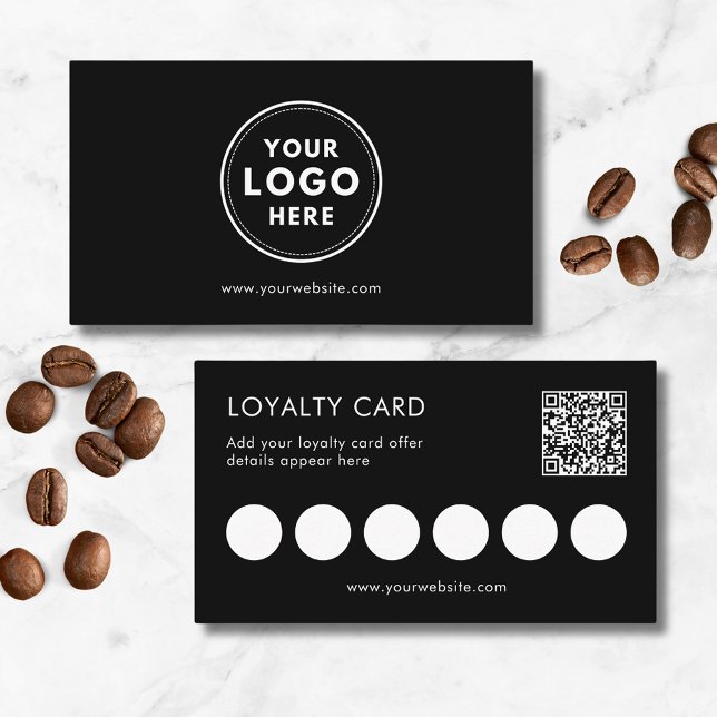 QR-Loyalitätskarte für kleine Unternehmen Visitenkarte (Customer loyalty card for coffee shop or service business. Add you own QR, website & offer details.)