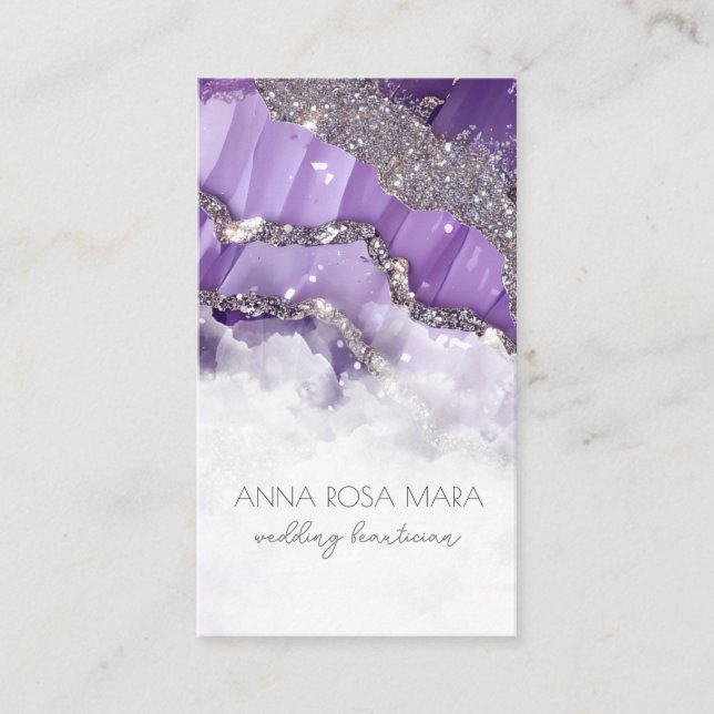 *~* QR Luxe Agate Ivory Gold Glitzer AP66 Glam Visitenkarte (Vorderseite)