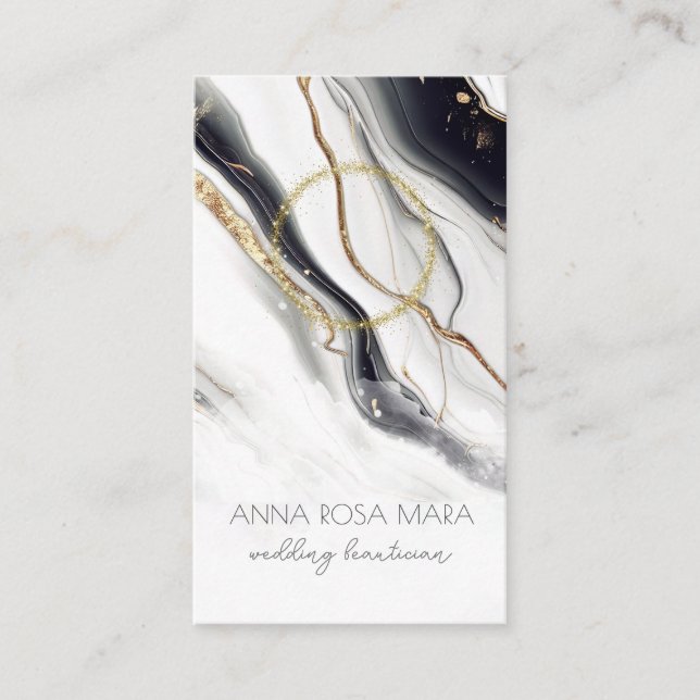 *~* QR Luxe Agate Marble FOTO LOGO Gold AP66 Visitenkarte (Vorderseite)