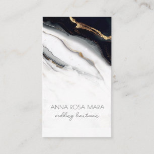 *~* QR Luxe Agate Schwarzes Gold Weißes Glam AP66 Visitenkarte