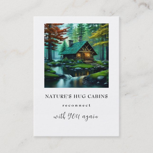 *~* QR Magischer Stream Rustische Hütte AP49 Kabin Visitenkarte (Vorderseite)