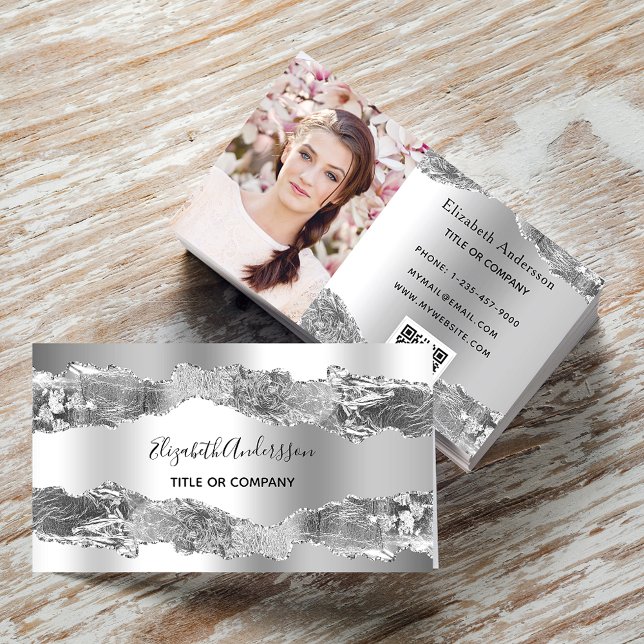 QR Markersilver metal agate Code Visitenkarte (Von Creator hochgeladen)