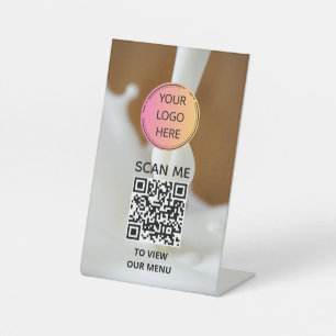 QR-Menü-Zeichen für Milchflasche Sockelschild