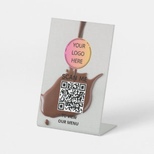 QR-Menü-Zeichen für Schokolade-Tropfen Sockelschild