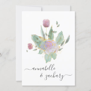 *~* QR MINIMAL UAWG Rose Bud Bouquet AR12 Wedding Einladung